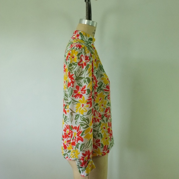 vintage floral blouse | vintage sheer floral top - Picture 4 of 13